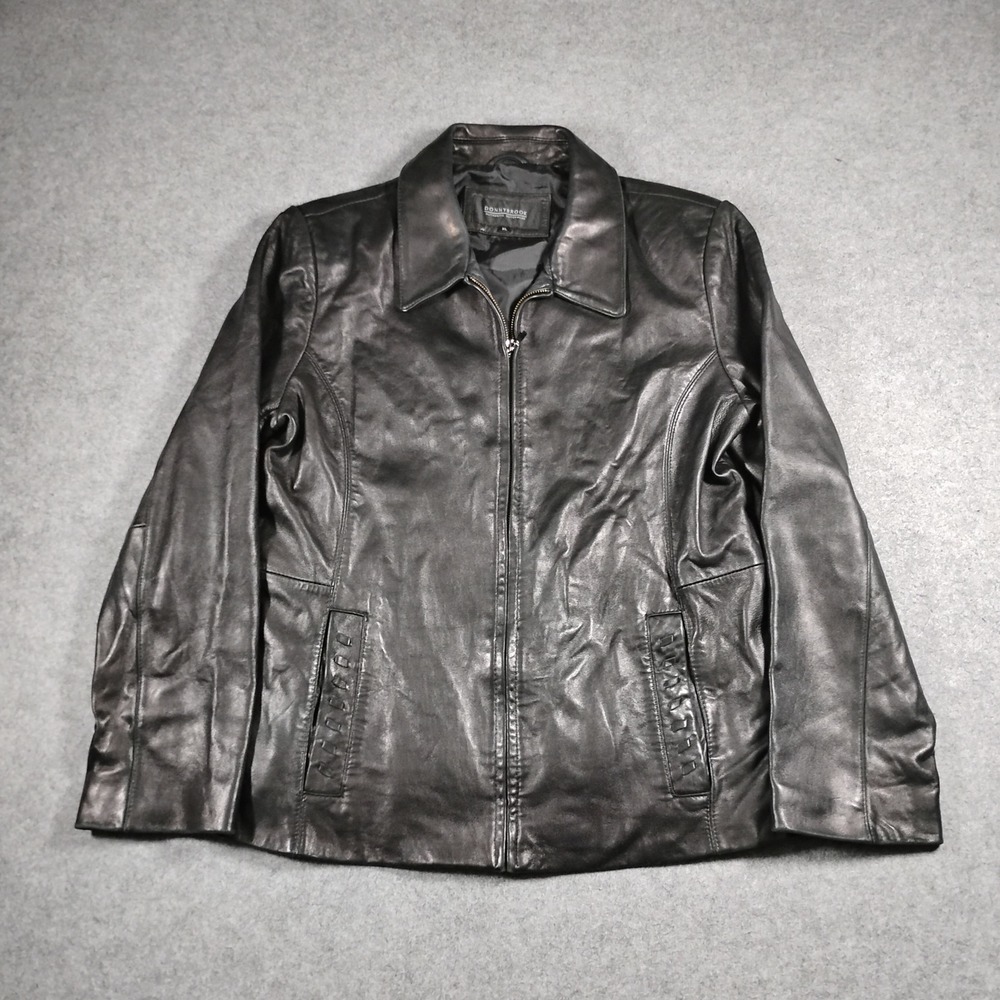 Donnybrook Authentic Outerwear Leather Jacket Women XL Black Full Zip Whipstitch